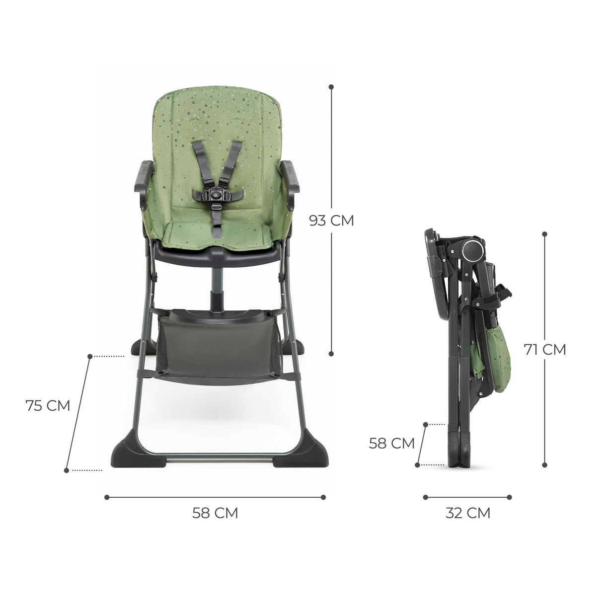 SCAUN DE MASA KINDERKRAFT FOLDEE, PLIABIL, GREEN