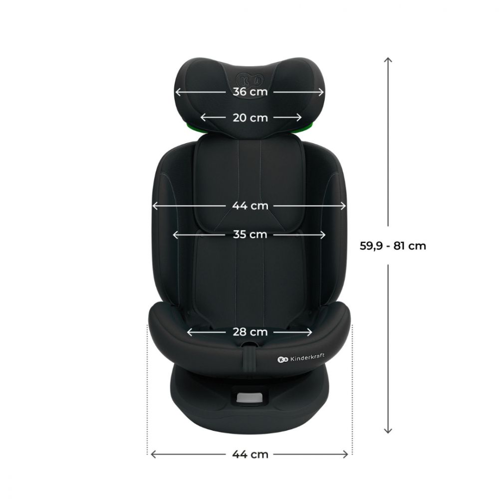 SCAUN AUTO KINDERKRAFT I-GROW 2 I-SIZE 40-150 CM, BLACK