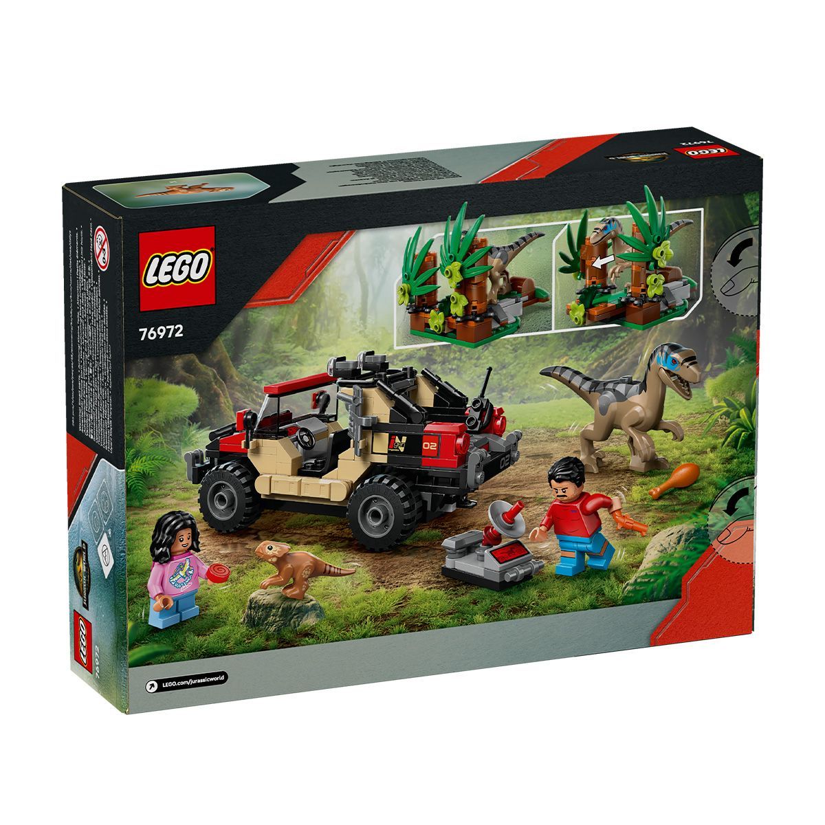 LEGO JURASSIC WORLD RENASTEREA EVADARE OFF-ROAD DIN CALEA UNUI VELOCIRAPTOR 76972