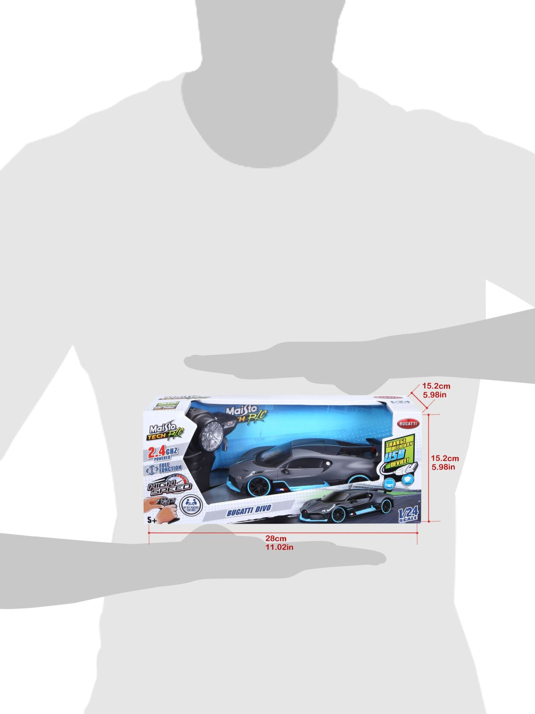 MAISTO MASINUTA PREMIUM CU TELECOMANDA BUGATTI DIVO 2.4 GHz REINCARCABILA SCARA 1 LA 24
