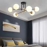 Lustra Cu Abajur Alb Rotund, Penthouse Lounge, 6Xe27, Negru / - vivimall.ro