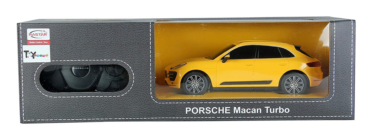 MASINA CU TELECOMANDA PORSCHE MACAN TURBO GALBEN CU SCARA 1 LA 24
