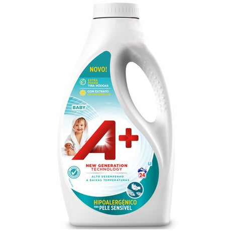 Gel de spălare A+ Baby 1.2 l - Rufe curate și delicate pentru bebeluși