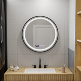 Oglinda Led Rotunda, 70Cm, Celeste Majeste Noir Motionglow Marcello, Sistem Dezaburire, Ceas & Termometru - vivimall.ro