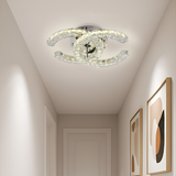 Lustra Led Cu Telecomanda Si Cristal Shia, 2 Cercuri, Lumina Rece/Calda/Neutra, Dimabila - vivimall.ro