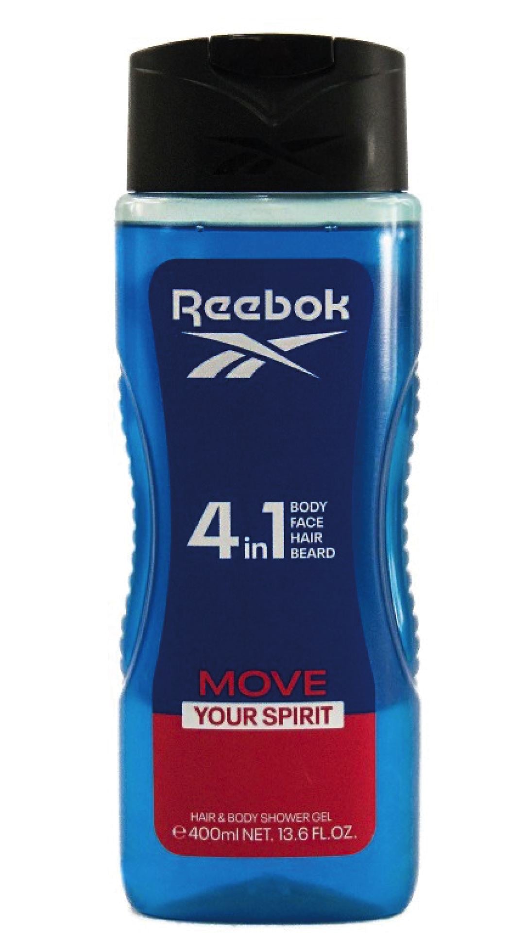 Gel de duș 4 în 1 Reebok Move Mas - 400ML (Revitalizează-ți Spiritul)