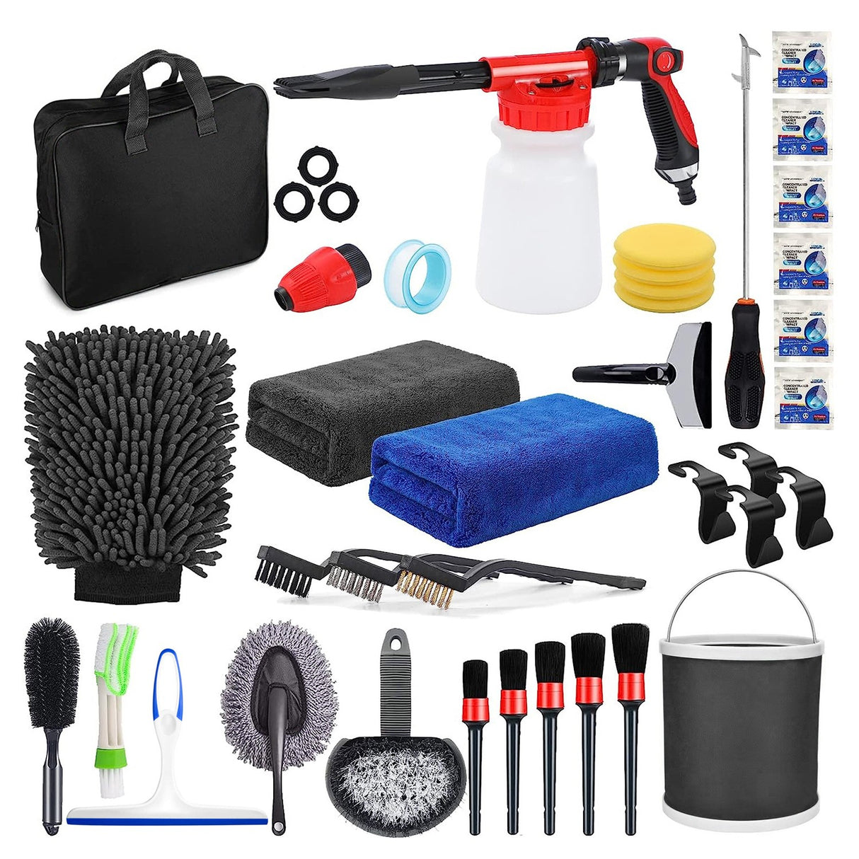 Accesorii pentru Curatare Auto, Vivimall, Set 35 bucati, Accesorii pentru Detailing Auto, Accesorii pentru Curatare Auto in Interior si Exterior, Multicolor - vivimall.ro