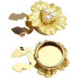 Accesoriu pentru Nasturi, Vivimall, Model Floare cu Perle, din Metal, 2.5 x 1.7 cm, Auriu - vivimall.ro