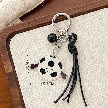 Breloc Chei, Flippy, Model Minge de Fotbal, Pandantiv Minge, Cupa Mondiala, Accesoriu Pentru Chei si Rucsac, Material Acril, Alb/Negru - vivimall.ro