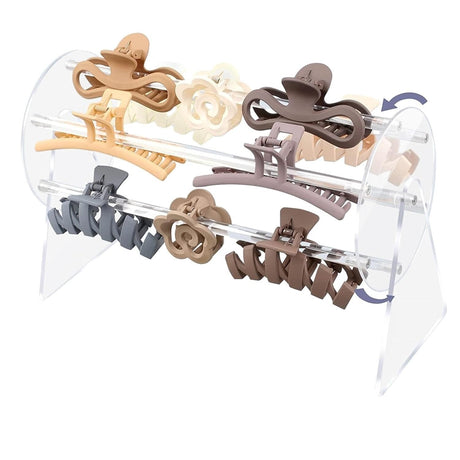 Organizator pentru Accesorii de Par, Vivimall, Rotatie 360 Grade, din Plastic, 30 x 21 x 13 cm, Transparent - vivimall.ro