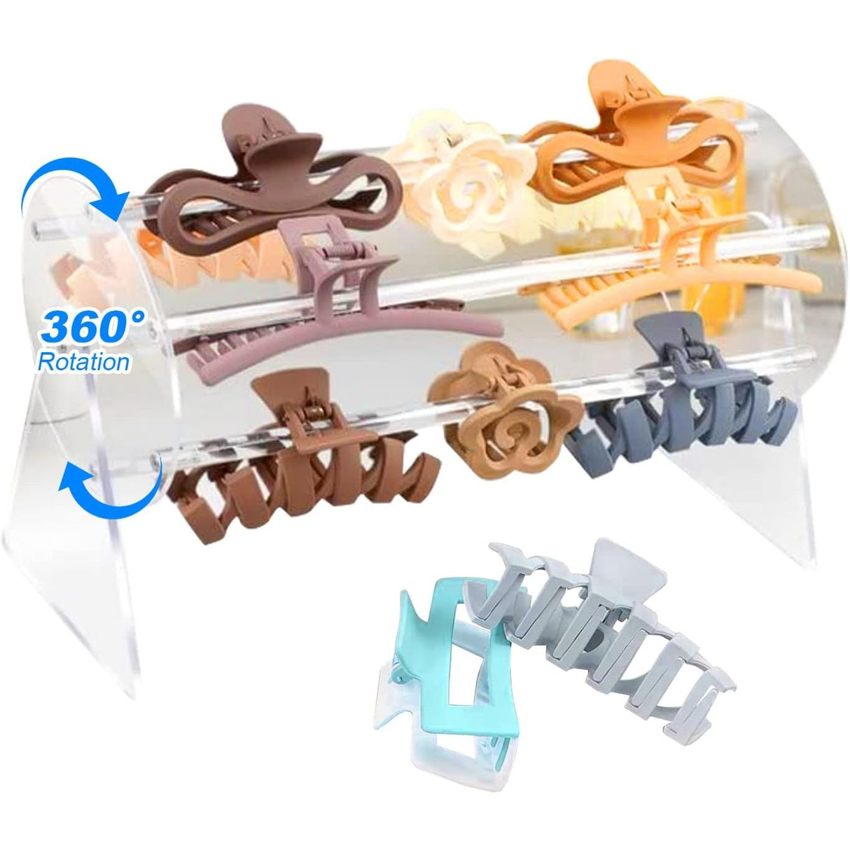 Organizator pentru Accesorii de Par, Vivimall, Rotatie 360 Grade, din Plastic, 30 x 21 x 13 cm, Transparent - vivimall.ro