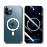 Husa protectie pentru iPhone 12 Pro Max, Flippy, Husa Mag Safe, 2 in 1 Incarcare si Magnet, Silicone, Transparenta - vivimall.ro