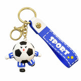 Breloc Chei, Flippy, Model Minge de Fotbal cu Casti, Cupa Mondiala, Accesoriu Pentru Chei si Rucsac, Material Acril, 50 g, Albastru - vivimall.ro