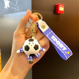 Breloc Chei, Flippy, Model Minge de Fotbal cu Casti, Cupa Mondiala, Accesoriu Pentru Chei si Rucsac, Material Acril, 50 g, Albastru - vivimall.ro
