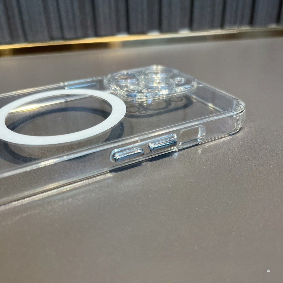 Husa protectie Flippy pentru iPhone 14 Pro Max Mag Safe, 2 in 1 incarcare si magnet, Silicon si Acril, Transparenta - vivimall.ro