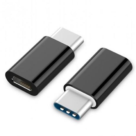 Adaptor micro USB (mama) to Type-C(tata) cu Agatatoare Breloc inclusa, Negru - vivimall.ro