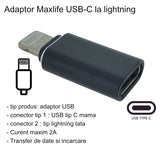 Adaptor Type C (mama) to Lightning (tata) cu Agatatoare Breloc inclusa, Negru - vivimall.ro