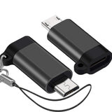 Adaptor Type C (mama) to micro USB (tata) cu Agatatoare Breloc inclusa, 2.5 cm lungime, Negru - vivimall.ro