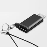 Adaptor Type C (mama) to micro USB (tata) cu Agatatoare Breloc inclusa, 2.5 cm lungime, Negru - vivimall.ro