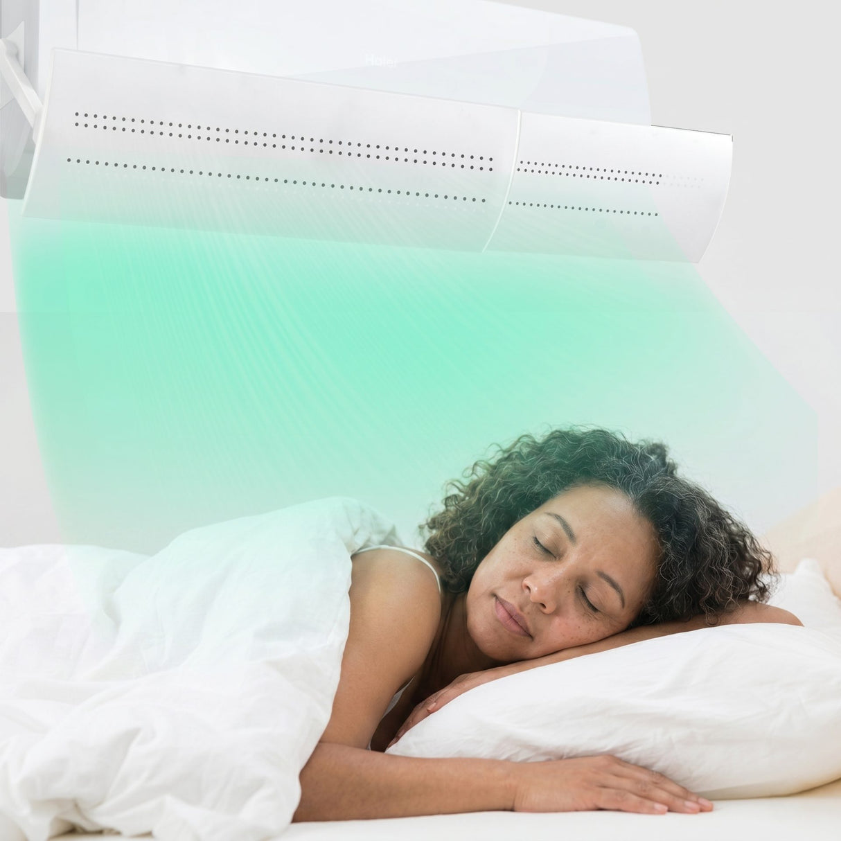 Deflector Flippy Model M montat pe aparat de climatizare, vedere laterală dreaptă