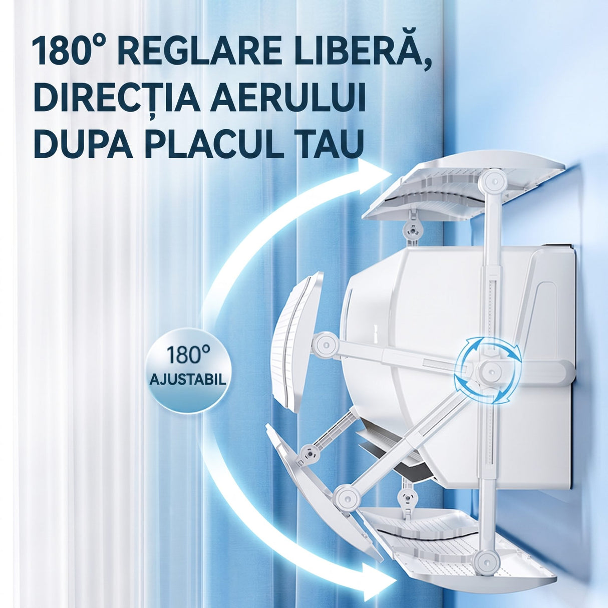 Detaliu mecanism ajustare deflector Flippy, plastic rezistent, reglaj flexibil direcție aer