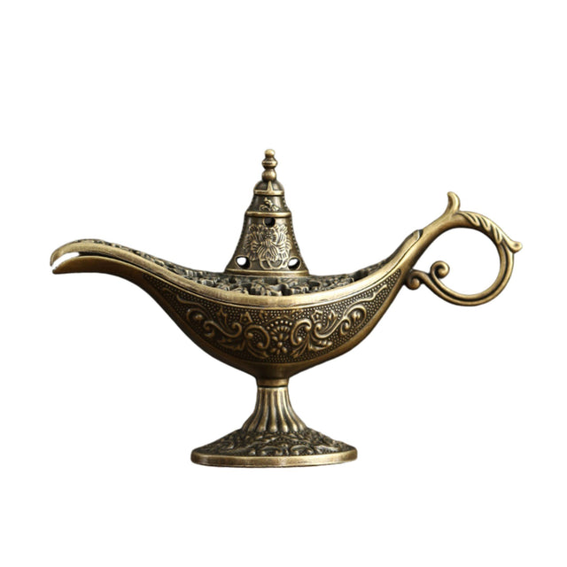 Arzător tămâie Flipppy model Lampă Aladin, aliaj bronz, vedere frontală, 3.2×9×6 cm
