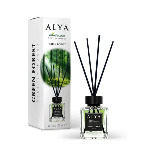 Alya Green Forest — Difuzor de cameră (reed diffuser), 100 ml - vivimall.ro