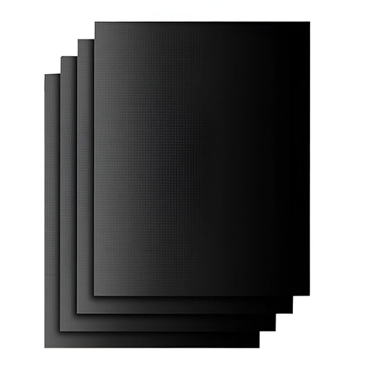 Set 4 Folii Antiaderente din Teflon, Vivimall, Multifunctionale, Rezistente la Apa si Temperaturi Ridicate, pentru Gratar, Cuptor, BBQ Grill, 40x33 cm, Negru - vivimall.ro