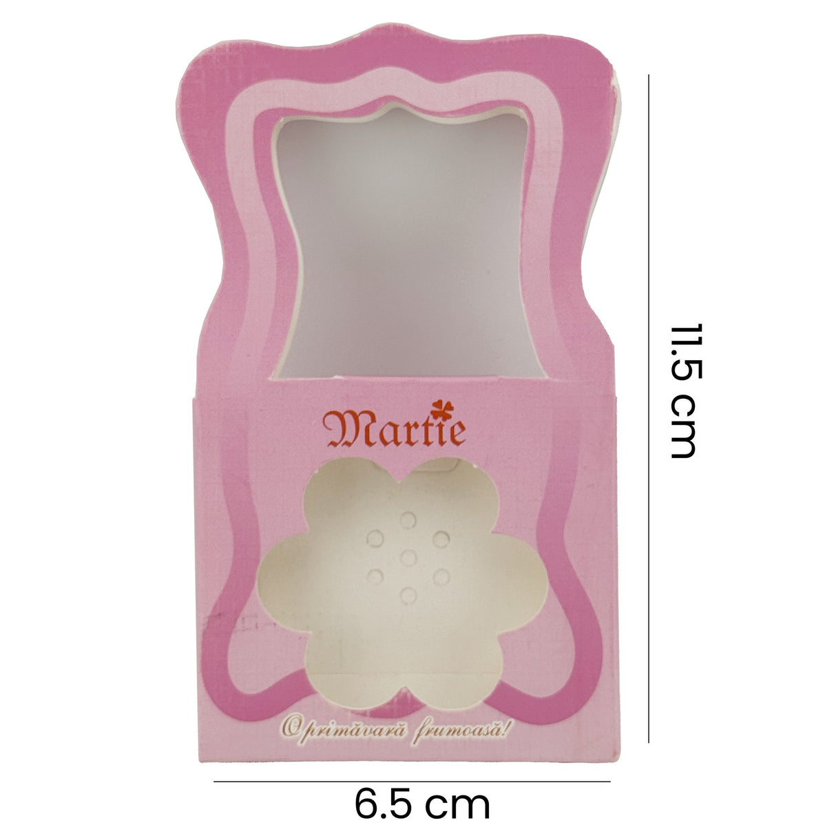 Cutie ambalaj mărțișor model gentuță roz închis Flippy, detaliu design decorativ și formă