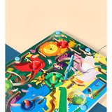 Joc Montessori de Sortare Culori, Vivimall, Creion Magnetic, Tip Labirint Ilustrat, din Lemn, Model Animale Salbatice, 39x29x1.5 cm - vivimall.ro