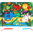 Joc Montessori de Sortare Culori, Vivimall, Creion Magnetic, Tip Labirint Ilustrat, din Lemn, Model Animale Salbatice, 39x29x1.5 cm - vivimall.ro