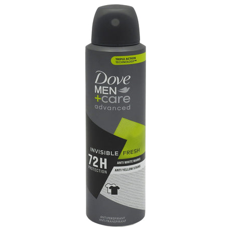 Antiperspirant deodorant Dove Men Advanced Care Invisible Fresh 150 ml, spray protecție 48h, vedere frontală
