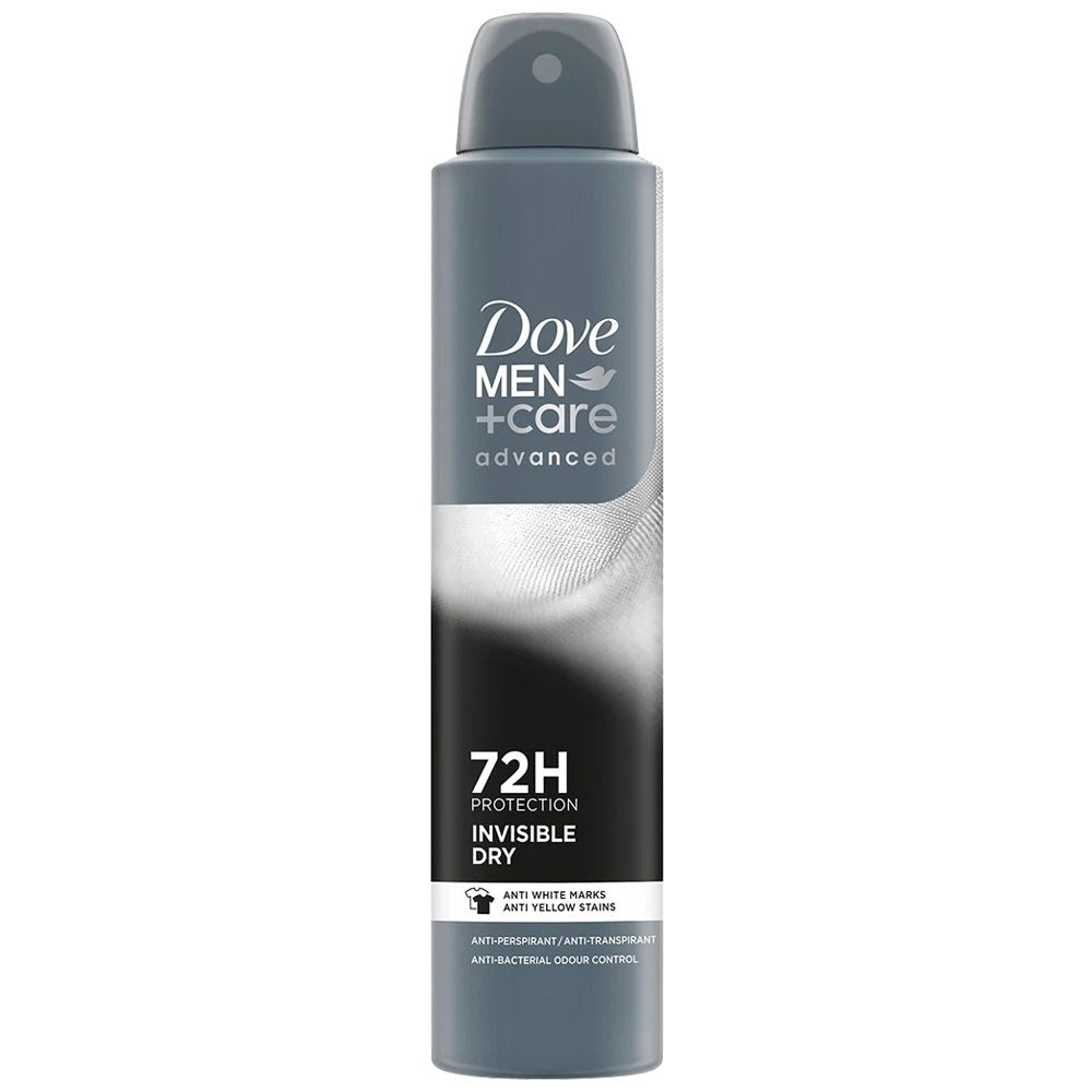 Antiperspirant spray Dove Advanced Men Invisible Dry 72H, flacon 200 ml, vedere frontală