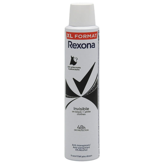 Izzadásgátló dezodor, Rexona, 200 ml Invisible Black & White