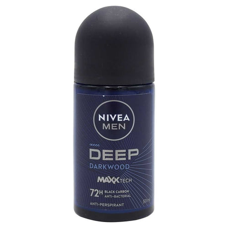 Antiperspirant roll-on Nivea Men Deep Black Carbon Dry Feel 72H, flacon 50 ml, vedere frontală