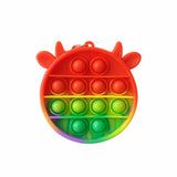Jucărie antistres Flippy Pop It vacuță multicolor din silicon, 6 cm, vedere frontală cu bule