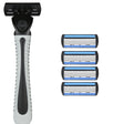 Aparat de Ras Manual, Vivimall, din Otel Inoxidabil, Suport Lama + 4 Capete de Schimb Incluse, Cutie pentru Lame, Negru - vivimall.ro