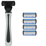 Aparat de Ras Manual, Vivimall, din Otel Inoxidabil, Suport Lama + 4 Capete de Schimb Incluse, Cutie pentru Lame, Negru - vivimall.ro