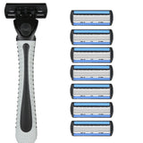 Aparat De Ras Manual, Din Otel Inoxidabil, Suport Lama + 7 Capete De Schimb Incluse, Cutie Pentru Lame, Negru - vivimall.ro