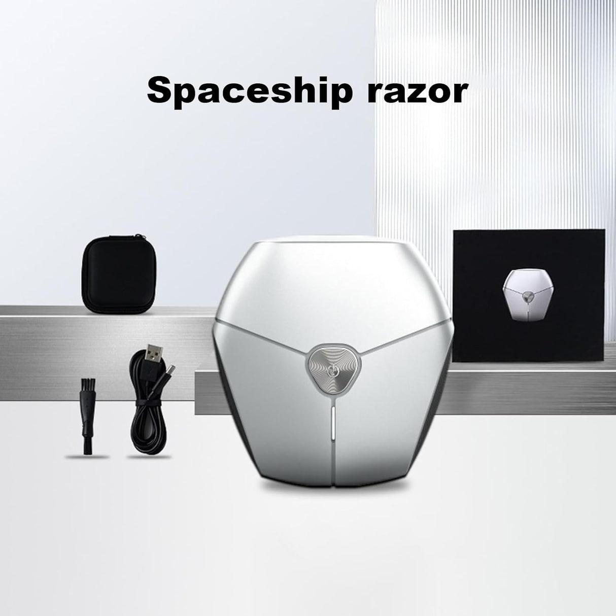 Aparat de Ras Portabil, Vivimall, 8W, Autonomie 60 min, Incarcare Cablu Type C Inclus, Periuta de Curatare, Husa, Reincarcabil, 7.3x7.5x3.3 cm, Gri