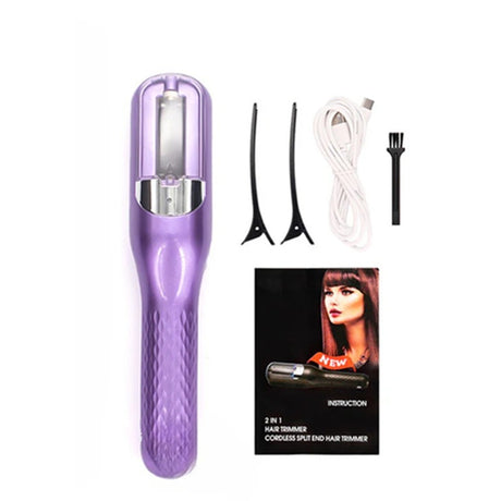 Aparat de Reparare a Varfurilor Despicate, Vivimall, Netezirea Firului de Par, din ABS+PC, cu Ioni Negativi, Baterie 500 mAh, 24.8 x 5.3 x 5 cm, Mov - vivimall.ro