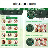 Aparat Solar LED cu Ultrasunete, Vivimall, Repelent pentru Animale Mari si Mici, Lumina Rosie si Alba, Anti Rozatoare, Anti Insecte, 15 x 14 x 24 cm, Verde - vivimall.ro