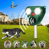 Aparat Solar Led Cu Ultrasunete, Repelent Pentru Animale Mari Si Mici, Lumina Rosie Si Alba, Anti Rozatoare, Anti Insecte, Frecventa 13.5Khz-65 Khz, Senzor Pir, 13 X 14.7 X 24.5 Cm, Verde - vivimall.ro