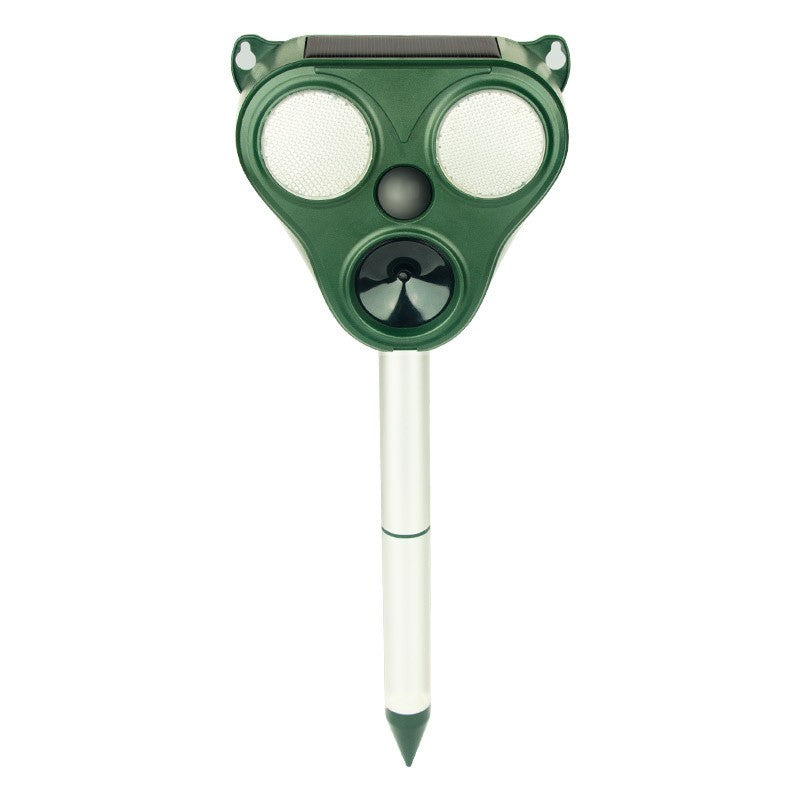 Aparat Solar LED cu Ultrasunete, Vivimall, Repelent pentru Animale Mari si Mici, Lumina Rosie si Alba, Anti Rozatoare, Anti Insecte, Frecventa 13.5KHZ-65 KHZ, Senzor PIR, 13 x 14.7 x 24.5 cm, Verde - vivimall.ro