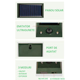 Aparat Solar LED cu Ultrasunete, Vivimall, Repelent pentru Animale Mari si Mici, Lumina Rosie si Alba, Anti Rozatoare, Anti Insecte, Frecventa 9-36.5KHZ, 12 X 6.5 cm, Verde - vivimall.ro