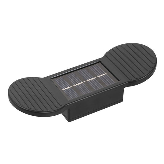 Aplica solara LED Vivimall, ABS/Policarbonat, rezistenta la apa IP65, 2 LED-uri SMD, pentru perete, scari, 1.2V, 600mah, 16 x 5.9 x 3.3  cm, lumina alb cald, negru - vivimall.ro