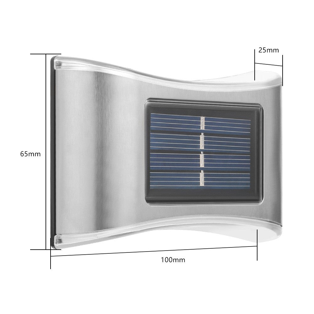 Aplica solara LED Vivimall, ABS/Policarbonat, rezistenta la apa IP65, 6 LED-uri, pentru perete, trepte, borduri, terasa, 1.2V, 600mah, 10 x 6.5 cm, doua moduri de prindere, lumina alb rece, gri - vivimall.ro
