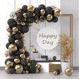 Baloane decorative pentru Nunta, Zi de Nastere, Evenimente, Vivimall, Arcada Set din 107 baloane, din latex, baloane cu confetii, Negru Auriu - vivimall.ro