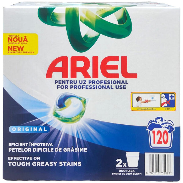 Detergent Capsule pentru Rufe, Ariel, All in 1, Regular, Set 2 x 60 Bucati - vivimall.ro
