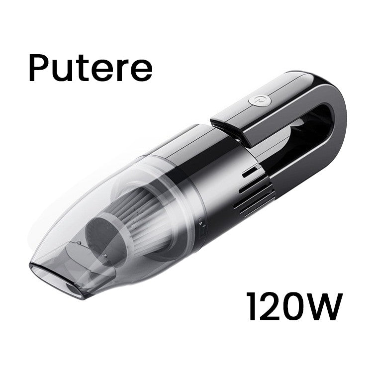 Aspirator Auto cu Incarcare Wireless, Flippy, Aspirator Vacuum pentru Masina Casa, cu dubla utilizare, Putere 120W, 30 x 7.5 x 7.5 cm, Negru - vivimall.ro